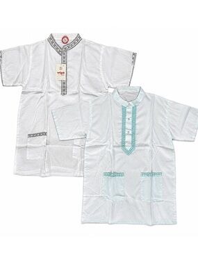 Vintage Bangladeshi Panjabi Kurta Set 2pc White Embroidered Traditional